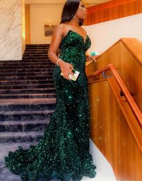 Sparkly Green Women's Evening Dress 2024 Sweetheart Beads Sequins Long Princess Prom Formal Party Gowns Robe De Soiree Vestidos De Feast