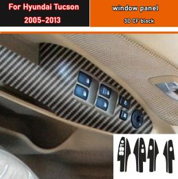 Car Styling Black Carbon Decal Car Window Lift Button Switch Panel Cover Trim Sticker 4 Pcs/Set For Hyundai Tucson 2005-2013