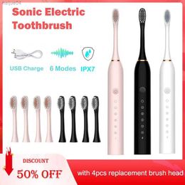 Toothbrush Smart Electric Toothbrush USB Rechargeable Teeth Clean Whitening Sonic Toothbrush Timing Tooth Brush With Replacement Heads