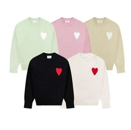 2024 New 23ss Fashion Amis weater Paris Sweater Mens Designer Knitted Shirts Long Sleeve French Embroidered Heart Pattern Round Men Women sweater 665