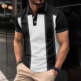 Men's T-Shirts New Summer Men's Casual Short-Sleeved Polo Shirt Office Fashion Printing T-Shirt Men's Breathable Polo Shirt Men's Clothing Top T240126
