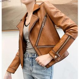 Women's Leather Real Jacket 2024 Spring Autumn Genuine Sheepskin Jackets Woman Short Coat Women Slim Biker Coats