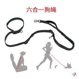 Dog Training & Obedience Leashes Hands Dog Pet Leash Nylon Braided Reflective Double Handle Walking Rope Explosionproof Supplies Drop Dh7Jc