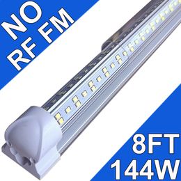 25Pack LED T8 Shop Light, 8FT 144W 6500K Daylight White Linkable NO-RF RM LED Integrated Tube Lights LED Bar Lights Factory Garage,Workshop,Workbench usastock