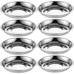 Dinnerware Sets 8 Pcs Stainless Steel Disc Jewelry Tray BBQ Plate Barbecue Trays Snack Dish Kitchen Gadget Camping Plates