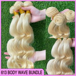 High Quality Peruvian Malaysian Indian Hair 613 Blonde Body Wave Wavy Hair Extensions 3 Bundles 100% Raw Virgin Remy Human Hair