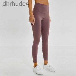 Naked Material Women Yoga Pants L-85 Solid Color Sports Gym Wear Leggings High Waist Elastic Fitness Lady Overall Tights Workout MV67