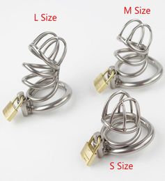 NEW Stainless Steel Super Small Male device Adult Cock Cage With Curve Cock Ring BDSM Sex Toys Bondage belt CPA2246459208