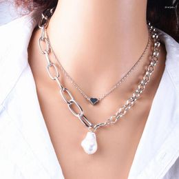 Pendant Necklaces 2024 Goth Baroque Pearl Necklace For Women Vintage Multi Layer Link Chain Punk Aesthetic Jewellery