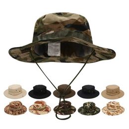 Wide Brim Hats Bucket Hats Camouflage Boonie Men Hat Tactical US Army Bucket Hats Military Multicam Panama Summer Cap Hunting Hiking Outdoor Camo Sun Caps 240125