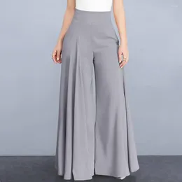 Women's Pants Women Sporty Trousers High Waist Wide-leg Wide Leg Culottes Solid Color Zipper Closure For Dance