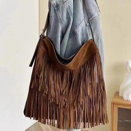 Evening Bags Genuine Leather Messenger For Women Luxury Designer Handbag Purse 2024 In Cowhide Vintage Tassel Bohemian Slim Shoulder