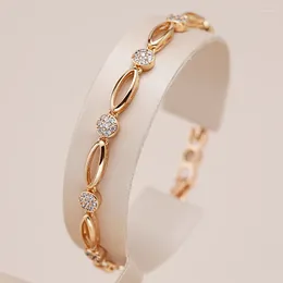 Link Bracelets Kinel Trend Simple 585 Rose Gold Colour Bracelet For Women Luxury Natural Zircon Bride Wedding Daily Fine Jewellery 2024