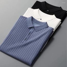 Men's Polos Fashion Knitted High Jacquard End Luxury Polo Shirt Short Sleeve Slim Fit Casual Summer T-shirt Lapel Top