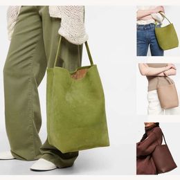 The Row Frosted Bag Bucket Bag Womens New Large Capacity Commuter Tote Bag Hand Bill Ladle Shoulder Bag