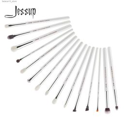 Makeup Brushes Jessup 15pcs makeup brushes Pearl White/Silver Synthetic Bristles maquiagem professional complete eyeshadow pencil brushes T237 Q240126