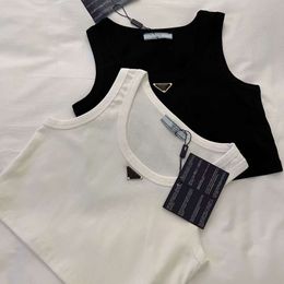 Verão feminino colete designer regata moda triângulo etiqueta gráfico regata casual camisola de algodão sem mangas colete topo
