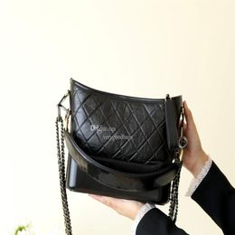 Gabrielle small hobo bags Designer bags black white brown handbag Genuine Leather chain bag tote231g