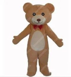 High Quality Custom red tie teddy bear Mascot Costume Cartoon Character Outfit Suit Xmas Outdoor Party Festival Dress Promotional Advertising Clothings