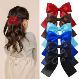 Solid Color Baby Girls Bow Ribbon Hair Clip Lovely Princess Hairpin Barrettes Kids Hair Accessories Children Headwear