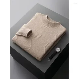 Men's Sweaters Cashmere Sweater Autumn And Winter Heavy Thickening Knitted Half Turtleneck Twisted Flower Pullover Bottoming Pure