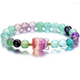 Strand Fluorite Healing Crystal Bracelet For Women Charm Stretch 8 Mm Natural Stone Energy Jewelry Gift