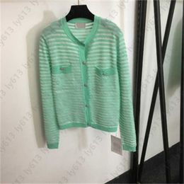 Fall Cardigan Sweater Designer Women Sweater Jacket Classic Small Fragrant Letter Button Fashion Clashing Colour Stripe Cutout Knit Sweaters Womens Clothing