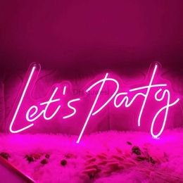 LED Neon Sign Neon Let's Party Sign Custom LED Light ALLColours Birthday Wedding Club Acrylic Room Home Wall Decoration Romantic Personality YQ240126