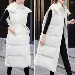 Women's Vests Stand-up Collar Women Vest Windproof Hooded Cotton Padded Coat Long Down Waistcoat Outwear For Autumn Winter Warm