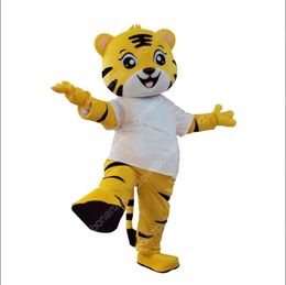 High Quality Custom White T-shirt tiger Mascot Costume Cartoon Character Outfit Suit Xmas Outdoor Party Festival Dress Promotional Advertising Clothings