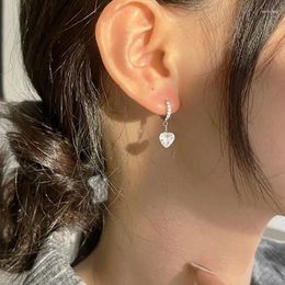 Dangle Earrings 925 Stamp Silver Colour Heart Drop For Women Girls Zircon Elegance Drops Earring Fashion Ear Jewellery