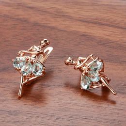 Charm Real Rose Gold Emstone Earrings for Women Wedding Engagement Jewelry Gorgeous Gift for Girls 14k Solid Gold Earrings