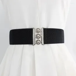 Belts Women's Elastic Double Button Corset Versatile Decorative Waist Wide Belt Dress Clothing Girdle Accessories