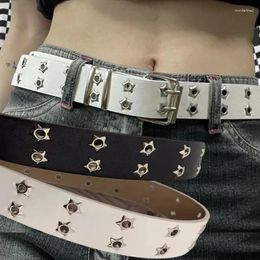 Belts 2024 Gothic Punk Star Belt Spicy Girl DoubleSingle Eyelet Grommet Metal Buckle Leather Unisex Sweet Cool Corset