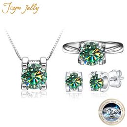 Sets JoyceJelly 1ct D Colour VVS Moissanite Jewellery Sets 925 Sterling Silver Earrings Ring Necklace Women's Wedding Three Piece Sets