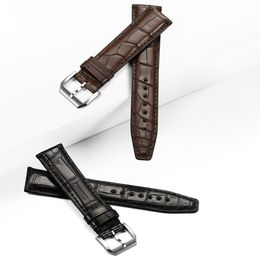 For IW 20mm 21mm 22mm Black Brown Watchband Leather Watch Strap With Silver Pin Buckle Watch Band282z