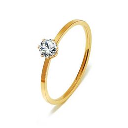 Band Rings 2022 New Titanuim Steel Rose Gold Color Ring CZ Crystal Ring For Women Couple Finger Rings Wedding Size 3-10 KK005-2 240125