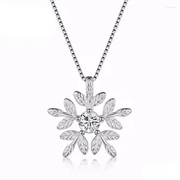 Pendant Necklaces Snowflake Pendants For Women Silver Colour Jewellery Shiny Cubic Zirconia Choker Necklace Valentines Day