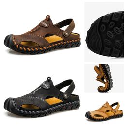 Designer Summer Luxury Men's Women's Casual Sandals with Strap Slippers Leather Women's Agate Black Brown Beach Shoes 38-48