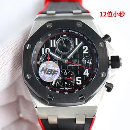 HBF FACTORY 26238 CNC grade grinding technology 3126 chronograph movement double sided sapphire lens natural fluoro rubber belt