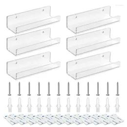 Hooks Record Wall Mount Shelf Holder Acrylic Clear Floating Rack For Organisation With Screws