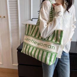 Large Capacity Canvas Bag Women's Printed Letter Tote Handheld Shoulder Bag Women Shopper Handbag Girl Shoulder Shopping Bag