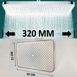 Bathroom Shower Heads 320mm Big Panel Large Flow Supercharge Rainfall Ceiling Mounted Shower Head Sliver High Pressure Abs Thicken Bathroom Shower YQ240126