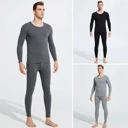 Men's Thermal Underwear Set Heat Loss Reducing Pyjamas Winter With Thick Fleece Lining Long Sleeve For Homewear