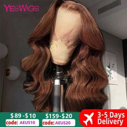 Cosplay Wigs 30 Inch Chocolate Brown Body Wave Lace Front Wig 13x4 13x6 HD Lace Frontal Wig Brazilian Colored Lace Front Human Hair Wigs