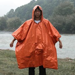 Raincoats Orange Emergency Raincoat Aluminum Film Poncho Cold Insulation Rainwear Blankets Survival Tool Camping Equipment