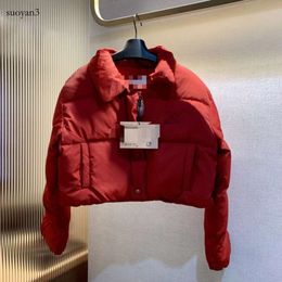 2023 Winter High Definition Women's Wear M Family Letter Chinese New Year Red Down Short Coat Versatile for Women