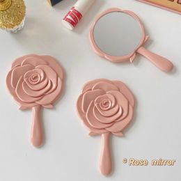 High Appearance Level Pink Rose Mirror Gentle Portable Touch Up Mirror Cute Student Dormitory Handheld Mirror