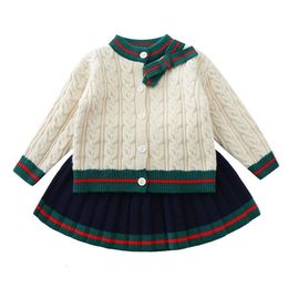 "Adorable Clothing Sets for Baby Girls - Trendy Knitted 2Pcs Casual Sweater Coat Skirt Outfits - Perfect for Spring and Autumn 2024"