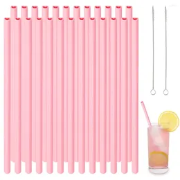 Disposable Cups Straws 25Pcs Heart Shaped Flexible Silicone Reusable Drinking With Cleaning Brushes Foldable Cute